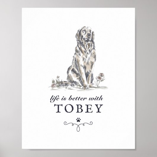 Golden Retriever Life'sBetter With Custom Dog Name Poster (Voorkant)