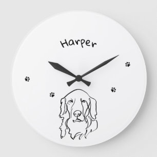 Golden Retriever Line Art Grote Klok