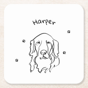 Golden Retriever Line Art Kartonnen Onderzetters