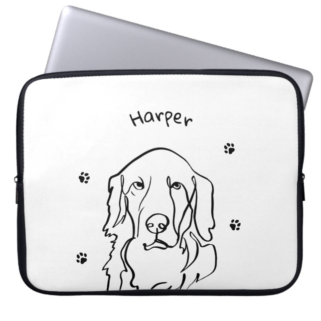  Golden Retriever Line Art Laptop Sleeve (Voorkant)