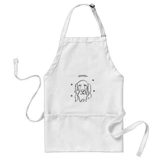 Golden Retriever Line Art Standaard Schort (Voorkant)