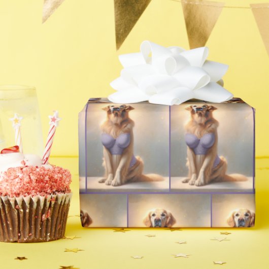 Golden Retriever Lingerie Model Cadeaupapier (Verjaardagsfeest)