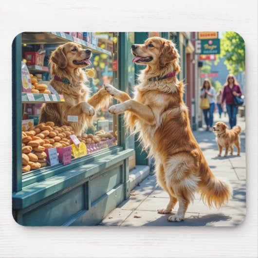 Golden Retriever Looking Into a Bakery Window Muismat (Voorkant)