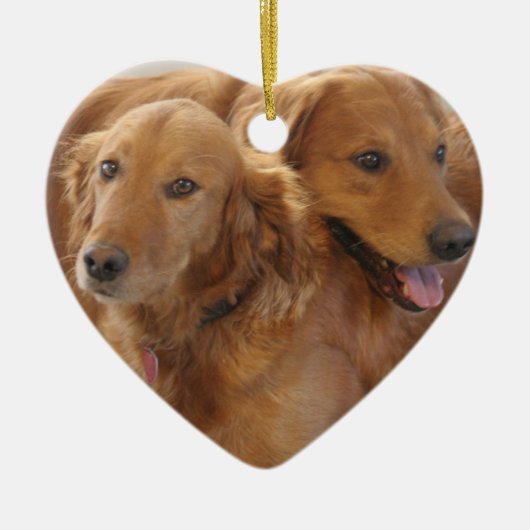 Golden Retriever Love Heart Ornament (Voorkant)
