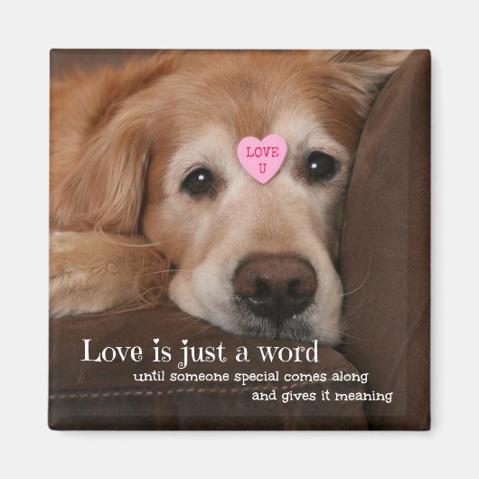 Golden Retriever Love is slechts een woord Valenti Magneet (Voorkant)