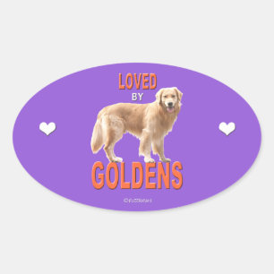 Golden Retriever 'Love' Ovale Sticker