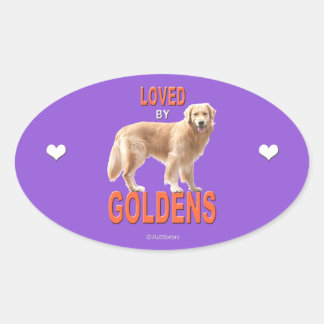 Golden Retriever 'Love' Ovale Sticker