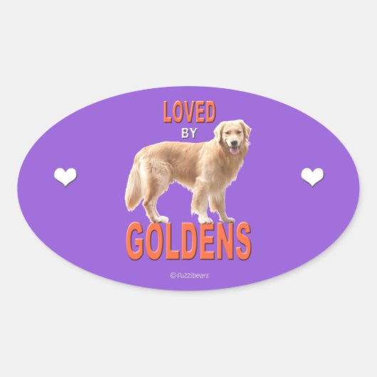 Golden Retriever 'Love' Ovale Sticker (Voorkant)