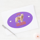Golden Retriever 'Love' Ovale Sticker (Envelop)