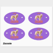 Golden Retriever 'Love' Ovale Sticker (Vel)