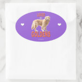 Golden Retriever 'Love' Ovale Sticker (Tas)