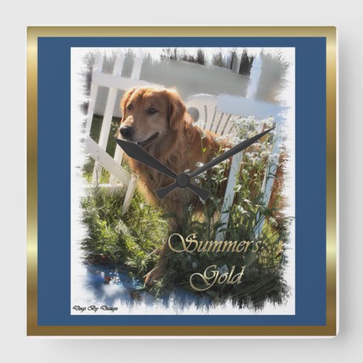 Golden Retriever Lovers Art Gifts Vierkante Klok (Voorkant)