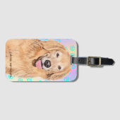 Golden retriever luggage tag with paw print bagagelabel (Voorkant (horizontaal))