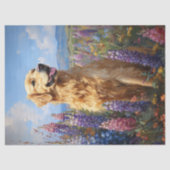 Golden Retriever Lupine Flowers Decoupage Tissuepapier (Voorkant)