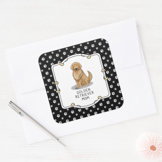 Golden Retriever Ma - Cute Dog Mam Vierkante Sticker (Envelop)