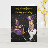 Golden Retriever Magic Carpet Genie Verjaardagswen Kaart (Gele Bloem)