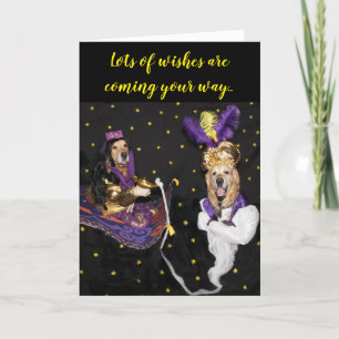 Golden Retriever Magic Carpet Genie Verjaardagswen Kaart