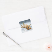 Golden Retriever Making a Snow Angel Vierkante Sticker (Envelop)