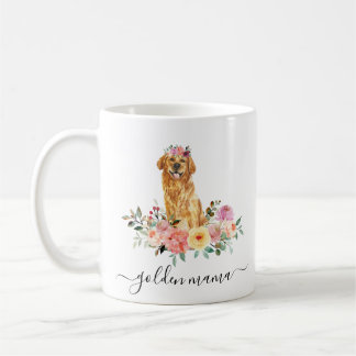 Golden Retriever Mam Floral Koffiemok