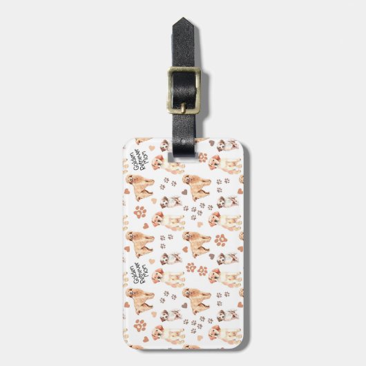 Golden Retriever Mam Pattern Bagagelabel (Voorkant verticaal)