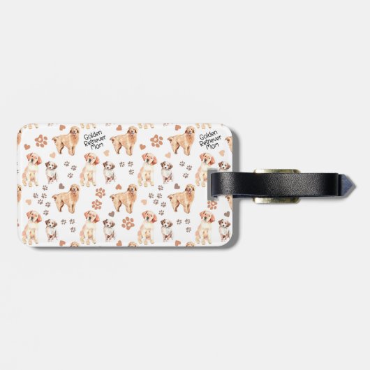 Golden Retriever Mam Pattern Bagagelabel (Achterkant horizontaal)