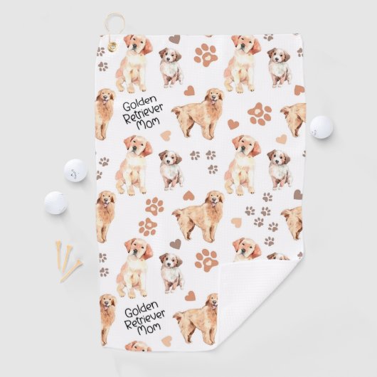 Golden Retriever Mam Pattern Golfhanddoek (Insitu)