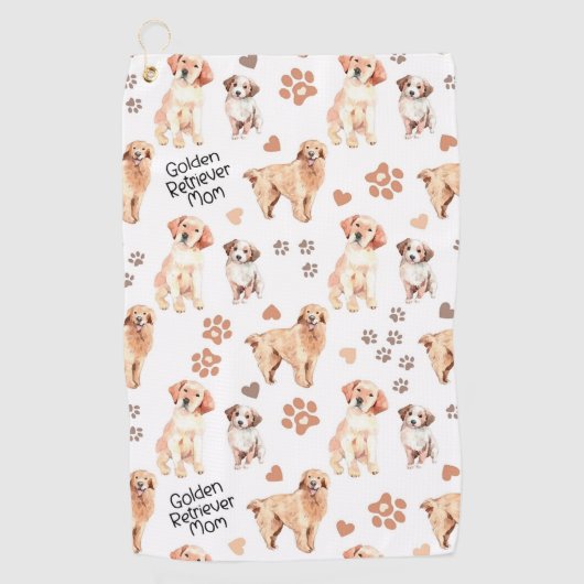 Golden Retriever Mam Pattern Golfhanddoek (Voorkant)