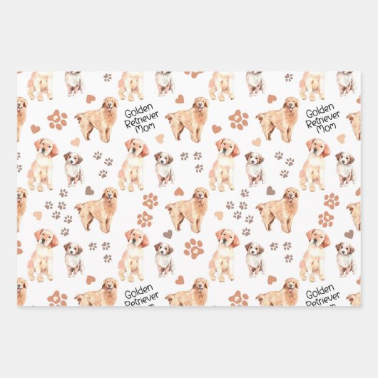 Golden Retriever Mam Pattern Inpakpapier Vel (Voorkant 2)