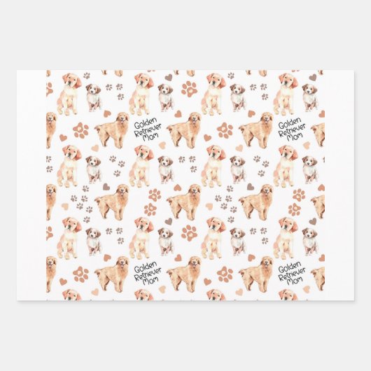 Golden Retriever Mam Pattern Inpakpapier Vel (Voorkant)