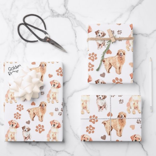 Golden Retriever Mam Pattern Inpakpapier Vel (Voorkant)