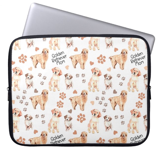 Golden Retriever Mam Pattern Laptop Sleeve (Voorkant)