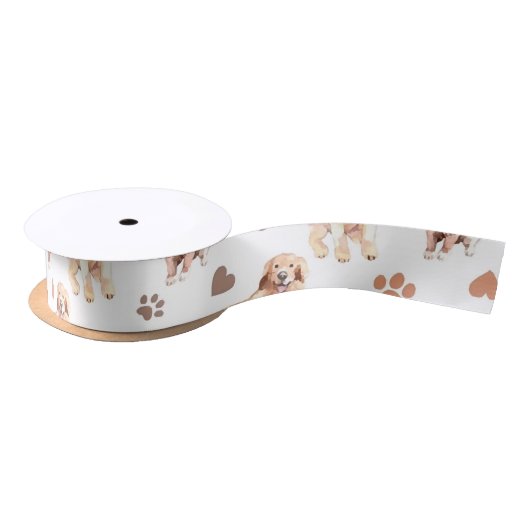 Golden Retriever Mam Pattern Satijnen Lint (Spoel)