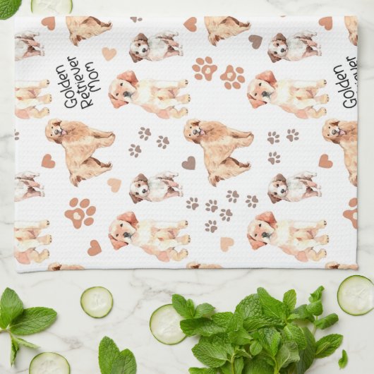 Golden Retriever Mam Pattern Theedoek (Gevouwen)