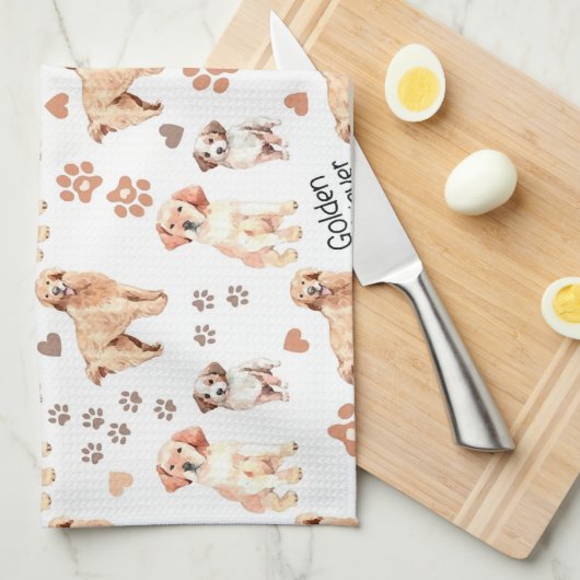 Golden Retriever Mam Pattern Theedoek (Quarter Fold)
