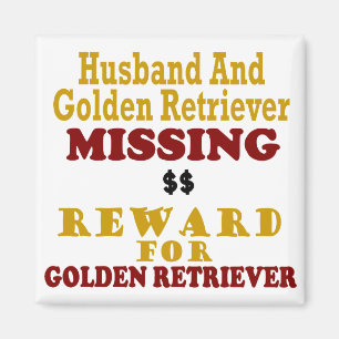 Golden Retriever & Man Missing Reward voor goud Magneet
