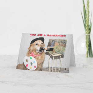 Golden Retriever Masterpiece Artist Verjaardag Kaart