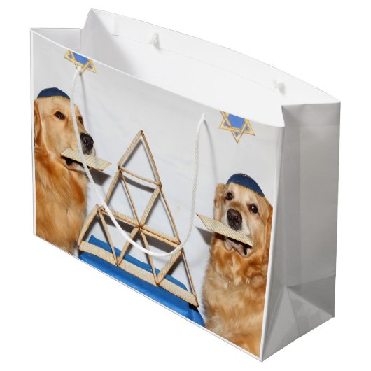 Golden Retriever Matzo Fun Passover Groot Cadeauzakje (Achterkant Gekanteld)