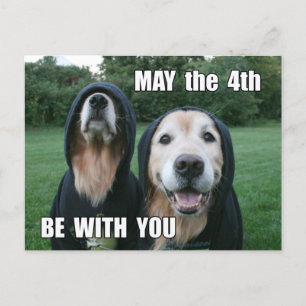 Golden Retriever May the 4th Be With You Parody Briefkaart