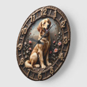 Golden Retriever Meadow Bronze Style Grote Klok (Hoek)