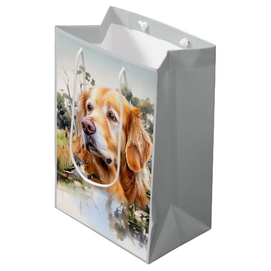Golden Retriever Medium Cadeauzakje (Voorkant Gekanteld)
