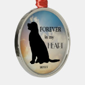 Golden Retriever Memorial Custom Name Silhouette Metalen Ornament (Rechts)