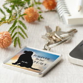 Golden Retriever Memorial Custom Name Silhouette Sleutelhanger (Zijkant)