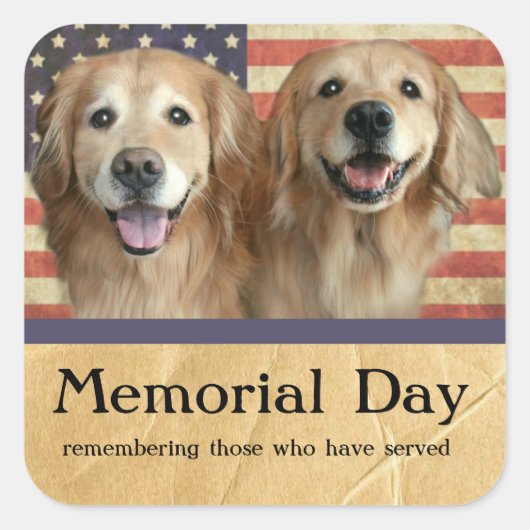 Golden Retriever Memorial Day Stickers (Voorkant)