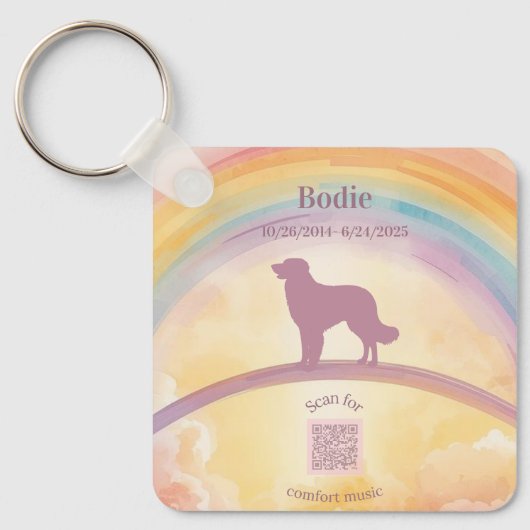 Golden Retriever Memorial Keychain Rainbow Bridge (Voorkant)