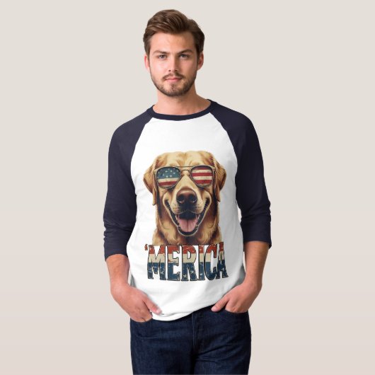  golden retriever Merica 4 juli T-shirt (Voorkant volledig)