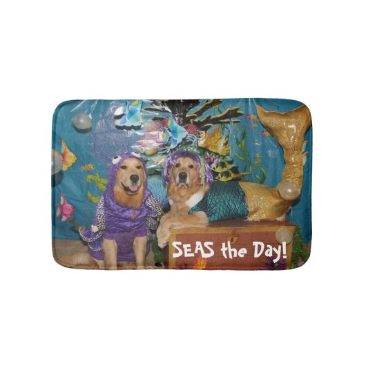 Golden Retriever Mermaid en Octopus Zeeen de Dag Badmat (Voorkant)