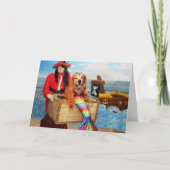 Golden Retriever Mermaid en Pirate Birthday Kaart (Voorkant)