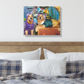 Golden Retriever Mermaid onder het Zee Canvas Afdruk (Insitu (Slaapkamer))