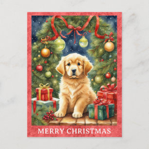 Golden Retriever Merry Christmas Schattigee Puppy  Briefkaart