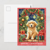 Golden Retriever Merry Christmas Schattigee Puppy Briefkaart (Voorkant / Achterkant)